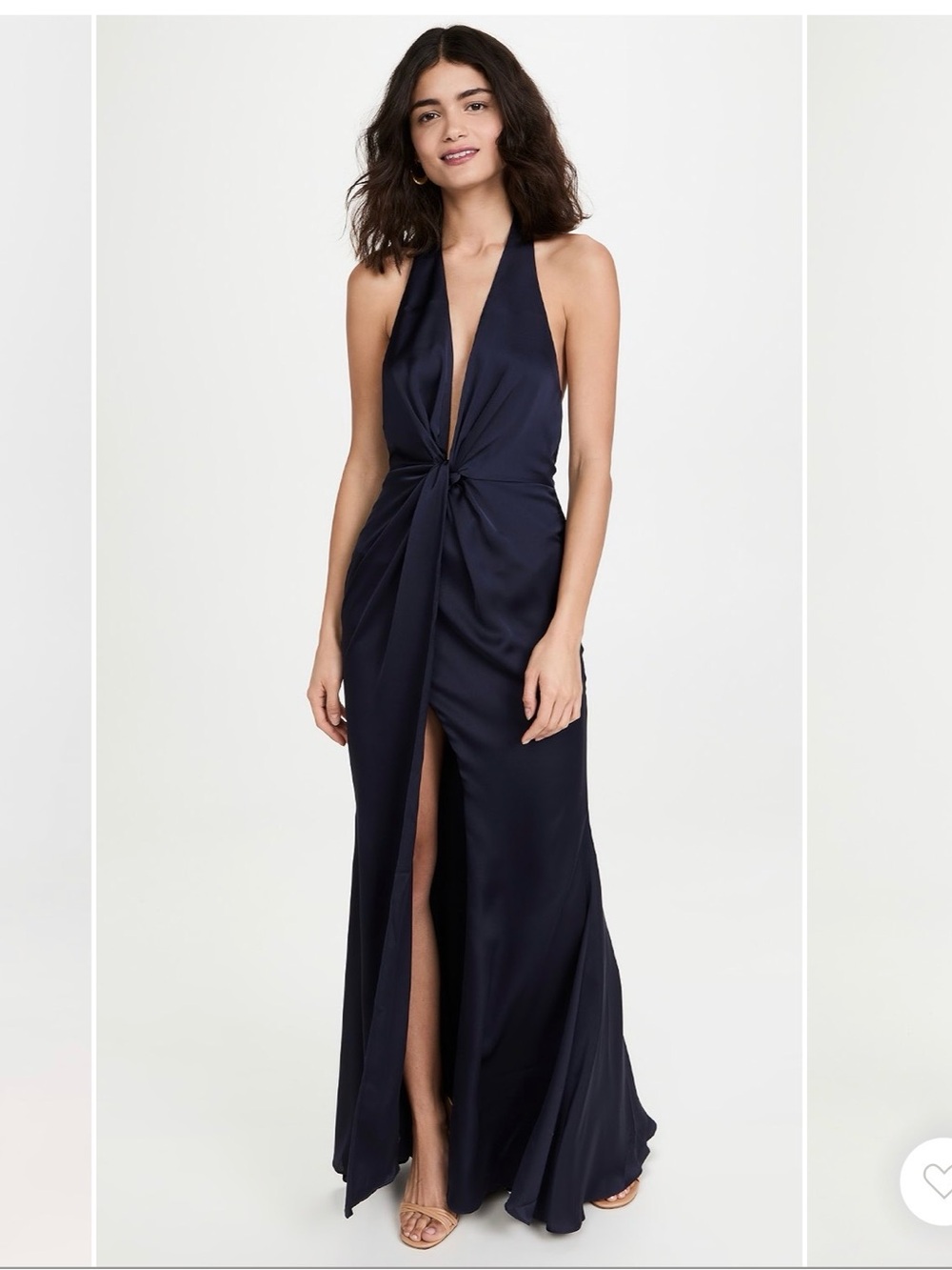 Fame and Partners Navy Halter Backless Gown - Picture 2 of 7